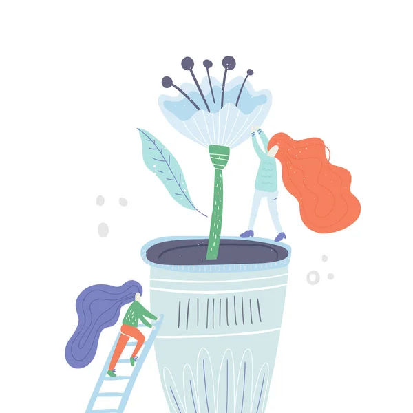 Ženy rostoucí rostliny — Stockový vektor