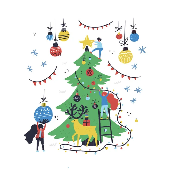 Árbol de Navidad decoración — Vector de stock