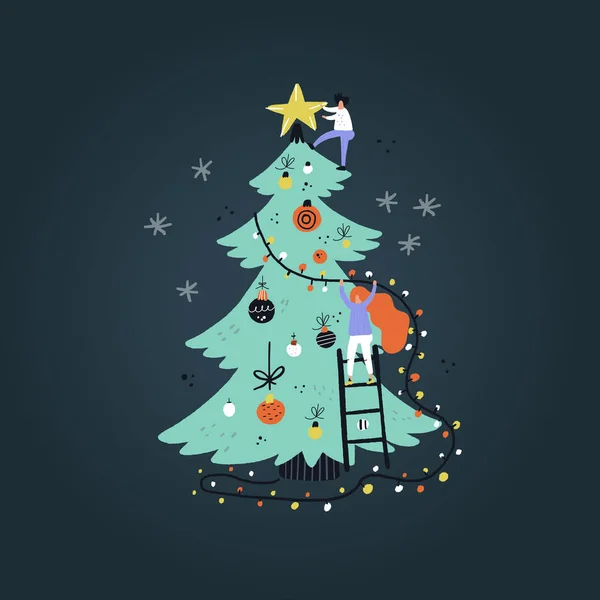 Árbol de Navidad decoración — Vector de stock