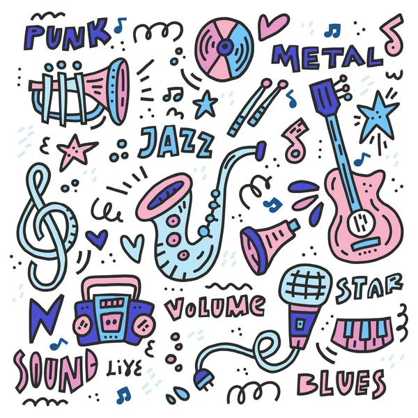 Μουσική doodle εικονογράφηση — Διανυσματικό Αρχείο