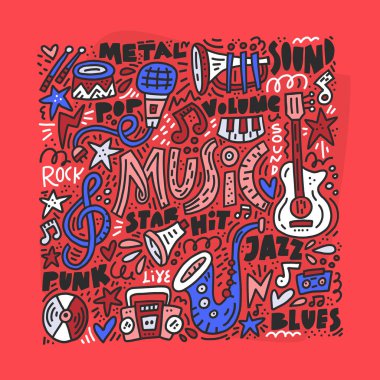 Müzik doodle illüstrasyon