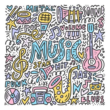 Müzik doodle illüstrasyon