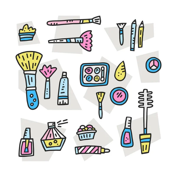 Doodle ilustração de cosméticos femininos —  Vetores de Stock