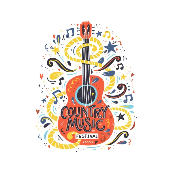 Guitarra Música Country — Vector de stock