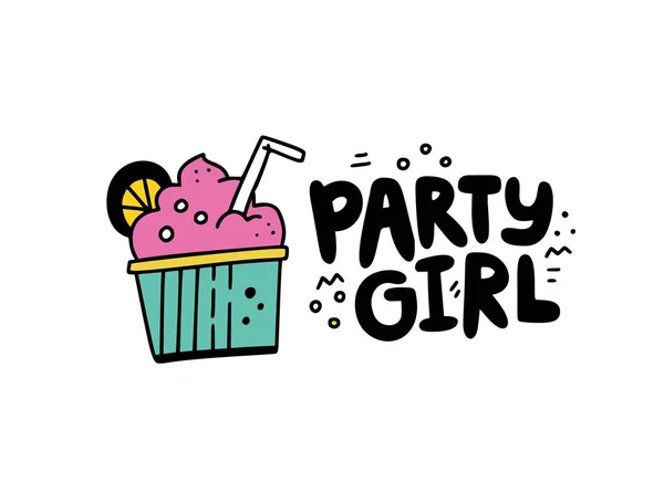Partygirl-Aufkleber — Stockvektor