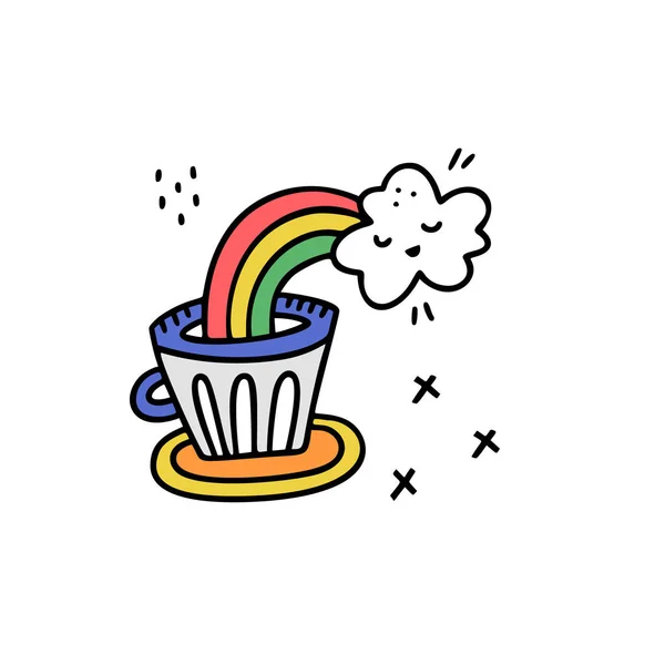 Rainbow Coffee Sticker — Stock Vector