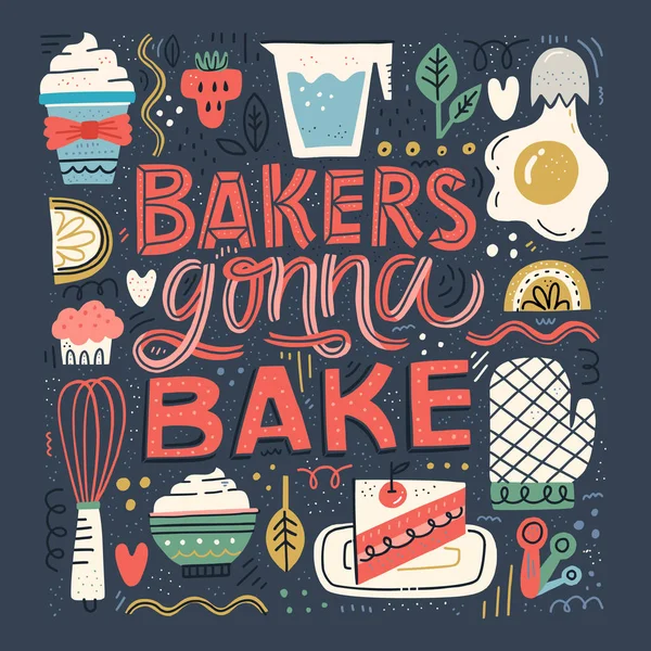 Bake Lettering Quote — Stock Vector