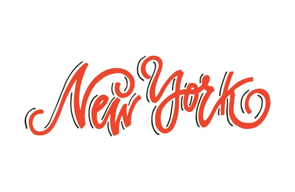 Assinatura Com Nova Iorque Nome Cidade Dos Eua Desenhado Mão —  Vetores de Stock