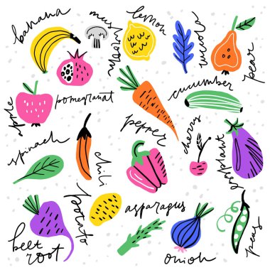 Fruits and veggies clipart
