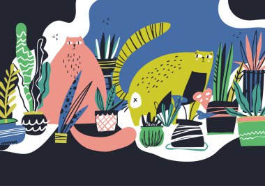 Suçlu kedi düz çizilmiş vektör renk illüstrasyon el