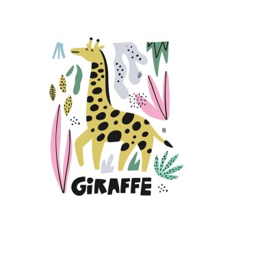 Zürafa elle çizilmiş vektör çizim