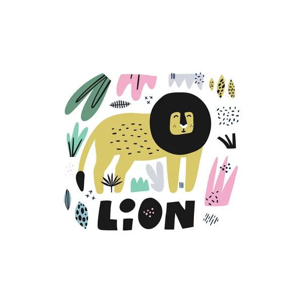 Illustration dessinée à la main Lion — Image vectorielle