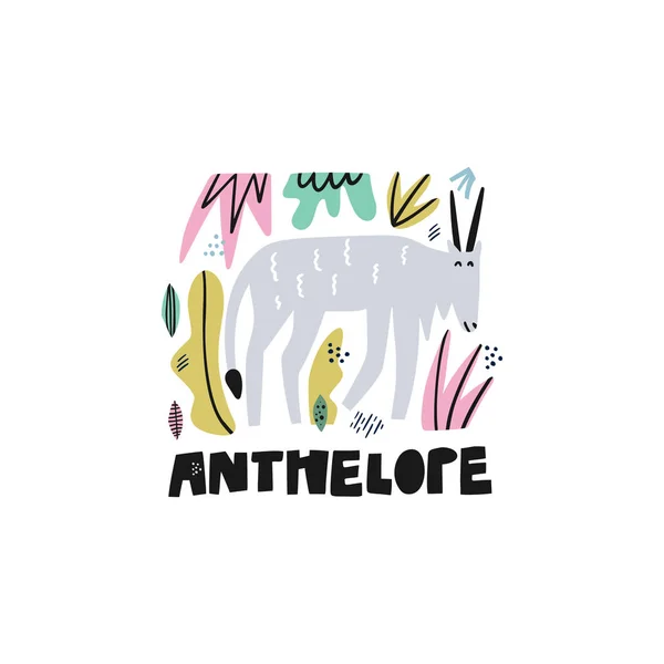 Niedliche Antilope Hand gezeichnet Vektor Illustration — Stockvektor
