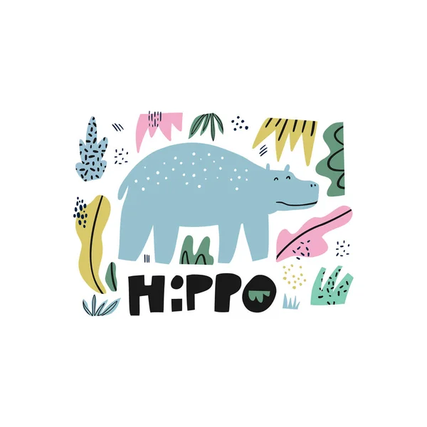 Płaskie hipopotam ilustracja — Wektor stockowy