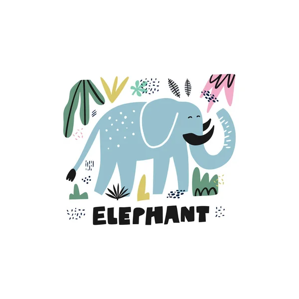 Ilustração vetorial desenhada à mão de elefante bonito — Vetor de Stock