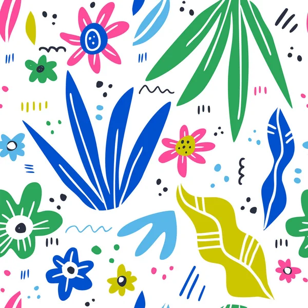 Floral hand drawn seamless pattern — Stock Vector