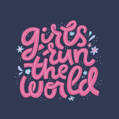 Kız güç karikatür vektör yazı