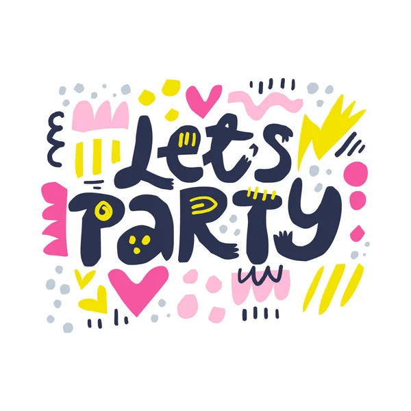 Let 's party cartoon letters vector illustration — стоковый вектор