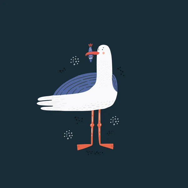Ilustração desenhada à mão com vetor gaivota —  Vetores de Stock
