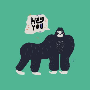 Gorilla vector hand drawn illustration clipart