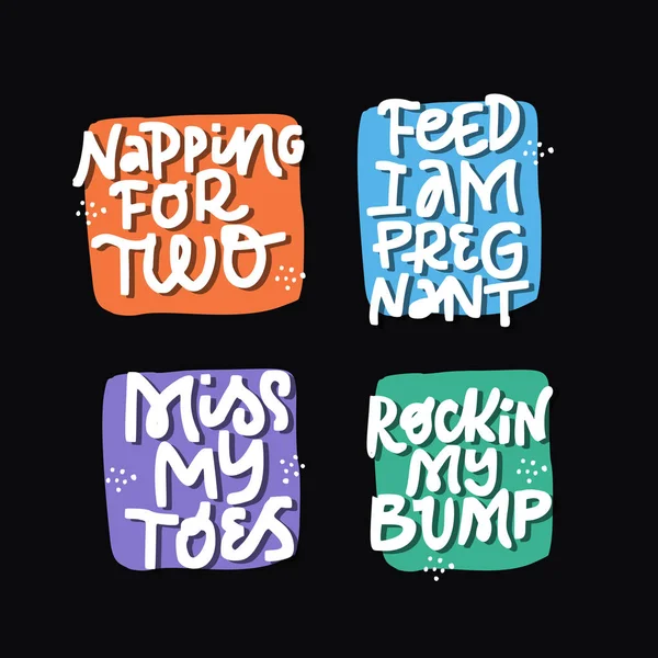 Childbearing phrases hand drawn lettering set — Stock Vector