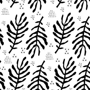 Eğrelti otu düz el dikişsiz desen çizilmiş bırakır