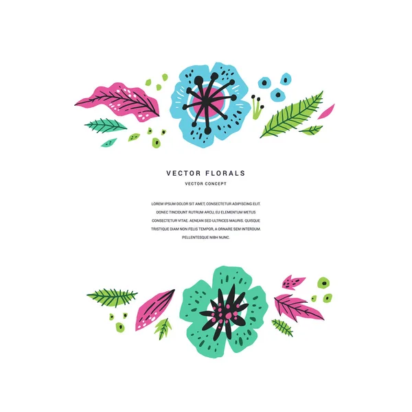Floral platte hand getekende poster sjabloon — Stockvector
