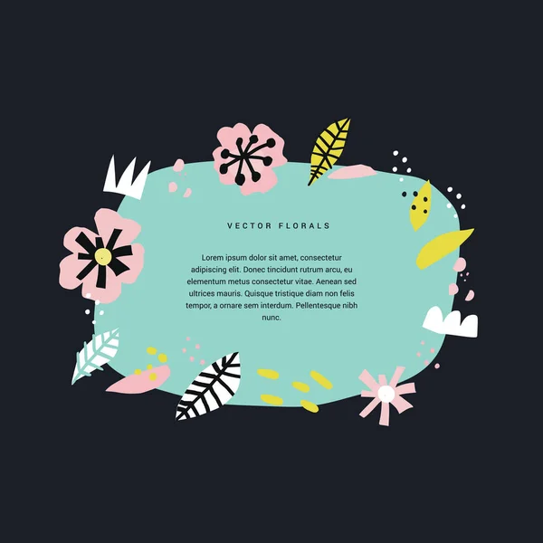 Floral hand drawn border template with text space — Stock Vector