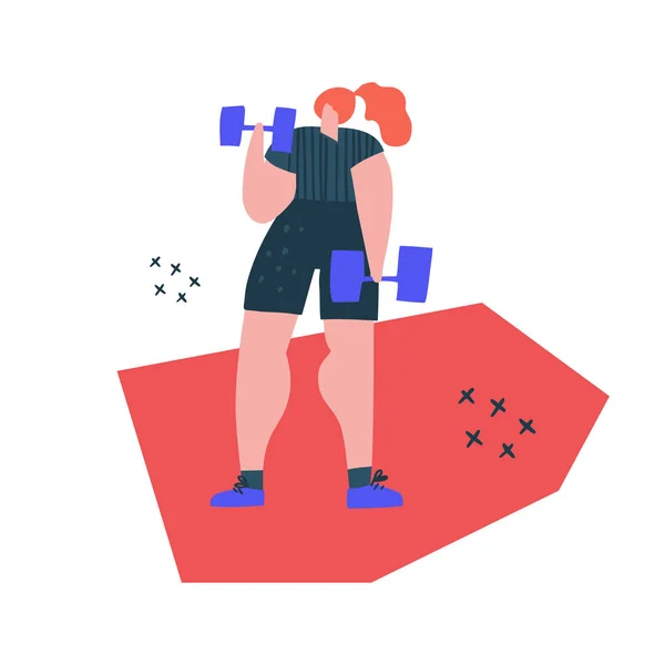 Opheffing dumbbells oefening hand getekende illustratie — Stockvector