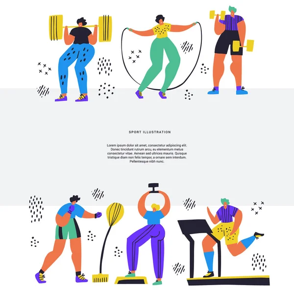 Training, training hand getekende platte illustratie — Stockvector