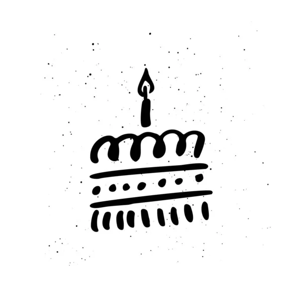 Birthday cake hand drawn vector illustration — Stock Vector