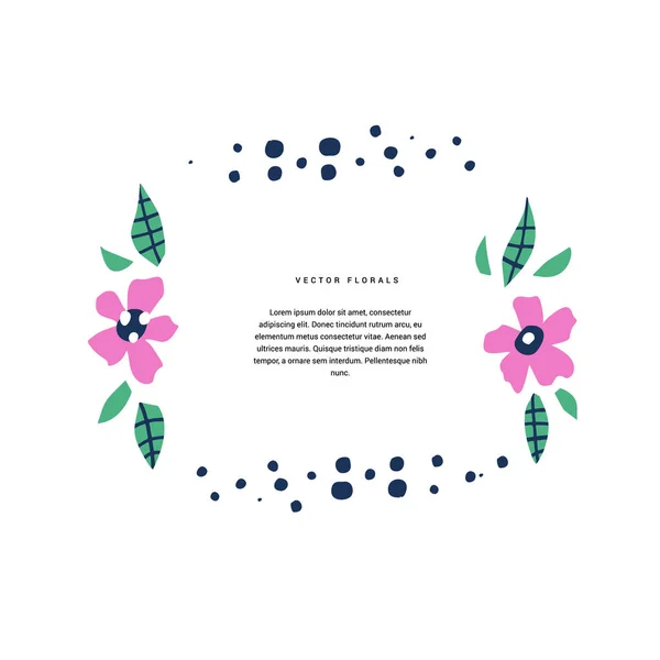 Botanical text circle flat color vector template — Stock Vector