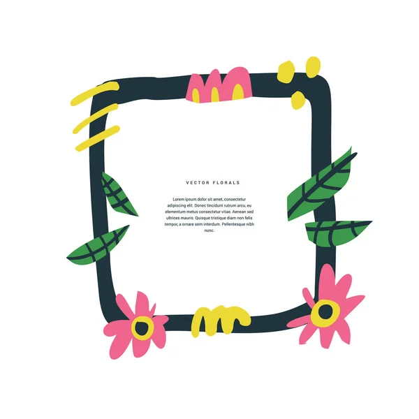 Çiçek tebrik kartı el çizilmiş renk şablonu — Stok Vektör