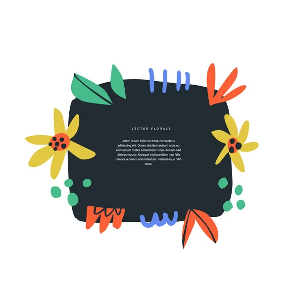 花卉文本圆框手绘颜色模板 — 图库矢量图片