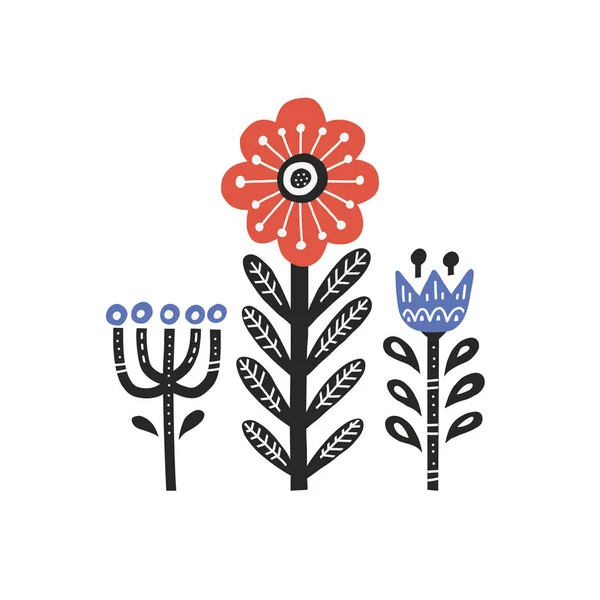 斯堪的纳维亚风格系列的鲜花 — 图库矢量图片