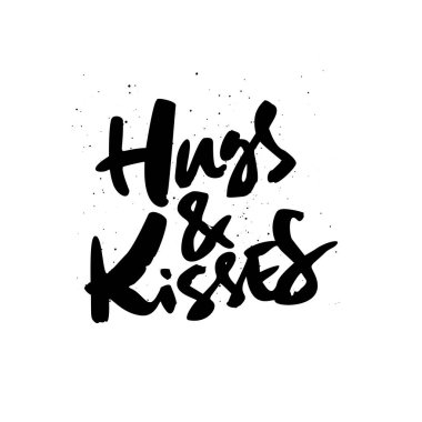 Hugs ve Kisses handdrawn harfleri