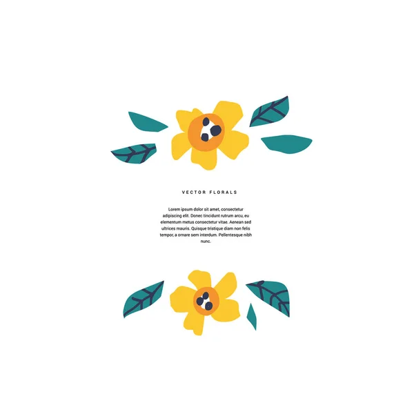 Text floral frame hand drawn vector template — Stock Vector