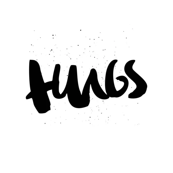 Hugs Word hand getekende inkt borstel kalligrafie — Stockvector