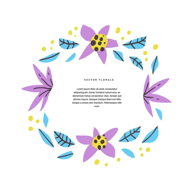 Blumen Text Kreis Hand gezeichnet Vektor-Layout — Stockvektor