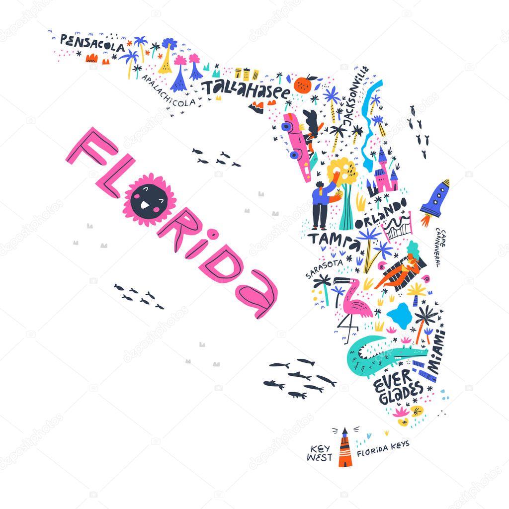 Florida state map top view