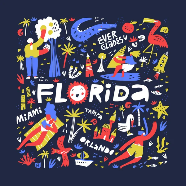 Florida sommerruhe ideen flach — Stockvektor