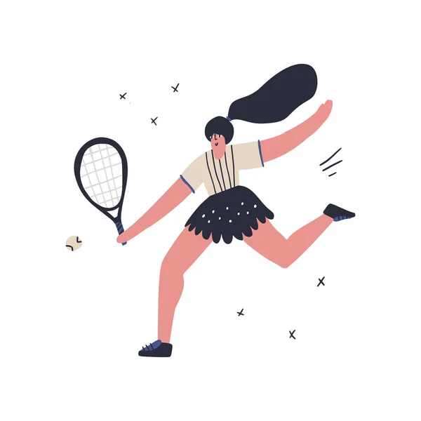 Joueur de tennis frappant balle plate — Image vectorielle