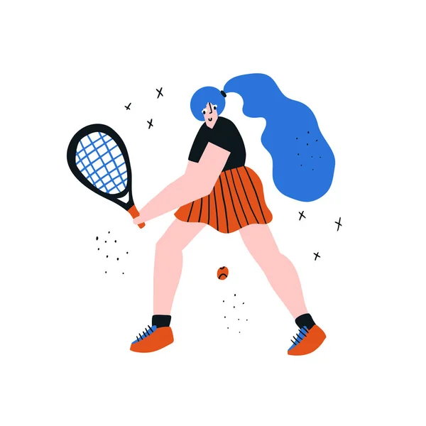 Jeune fille de tennis main plate — Image vectorielle
