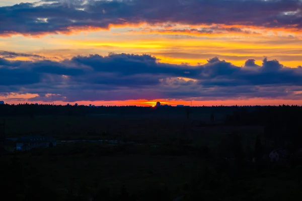 Pôr Sol Laranja Amarelo Noite — Fotografia de Stock