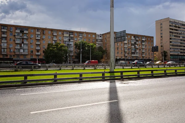 Camino Moscú Con Coches Casas — Foto de Stock