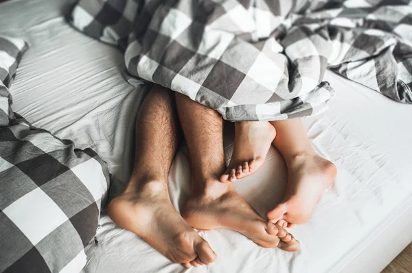 Couple Love Makes Love Bed Guy Girl Making Love Loving — Stock Photo, Image