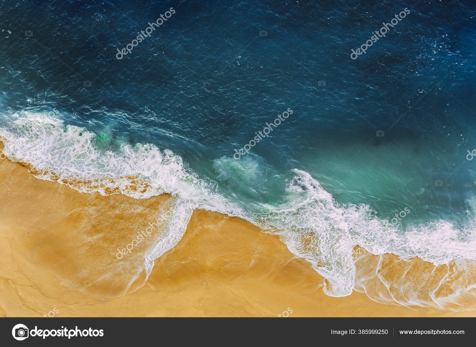 Sea Coast View Height Yellow Sandy Beach Blue Sea Deserted Stock Photo ...