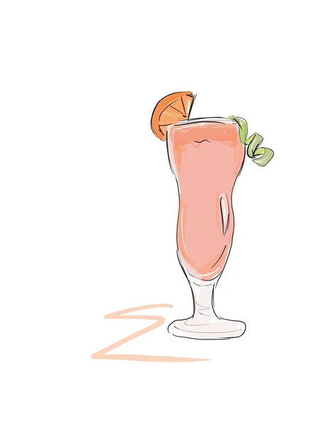 Cocktail rote Erdbeere vor weißem Hintergrund. Skizzenillustration — Stockfoto