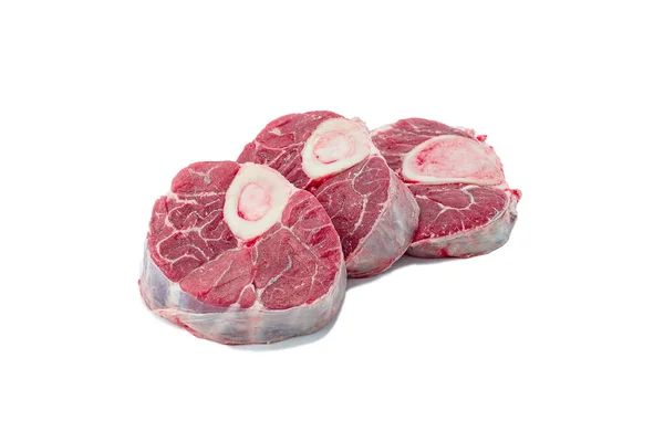 Carne Vitela Crua Com Osso Medula Para Prato Italiano Osso — Fotografia de Stock