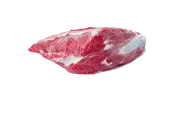 Carne Crua Lâmina Ombro Porco Isolada Sobre Fundo Branco — Fotografia de Stock